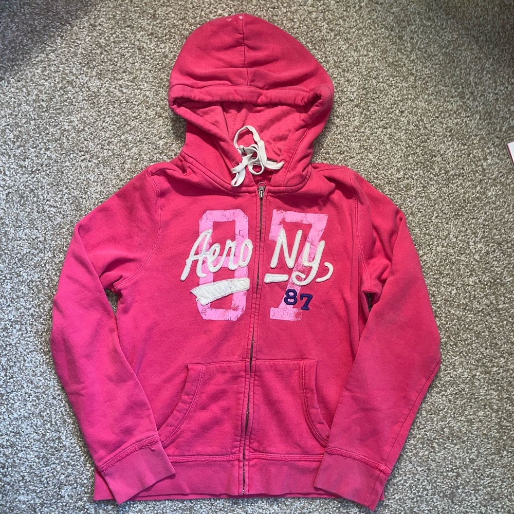 2012 Aeropostale - Hot Pink Graphic “87” Zip Up Hoodie